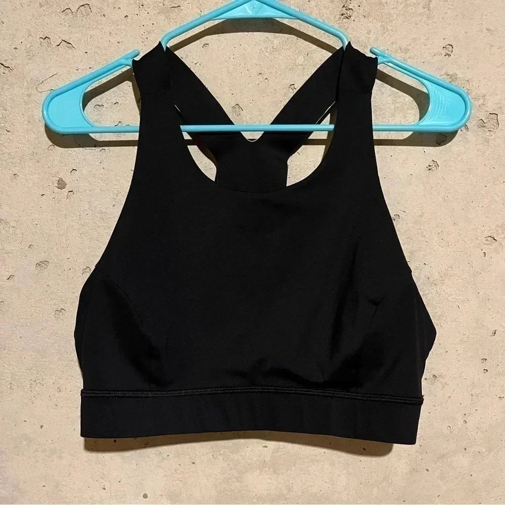 Lululemon Fast & Free Sports Bra Nulux Black Size 12 Unpadded Yoga W2AMIS
